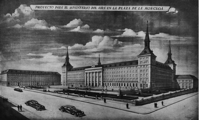 Perspective of the Air Ministry, designed by Luis Gutiérrez Soto and built in 1943.